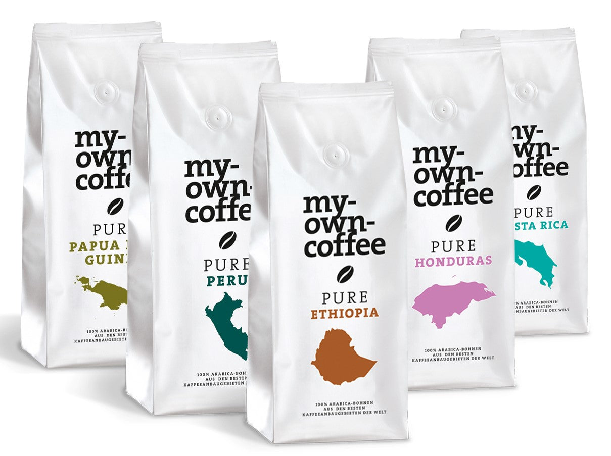 Kaffeeweltreise - mit 5 x 250g die Regionen der besten Anbaugebiete kennenlernen